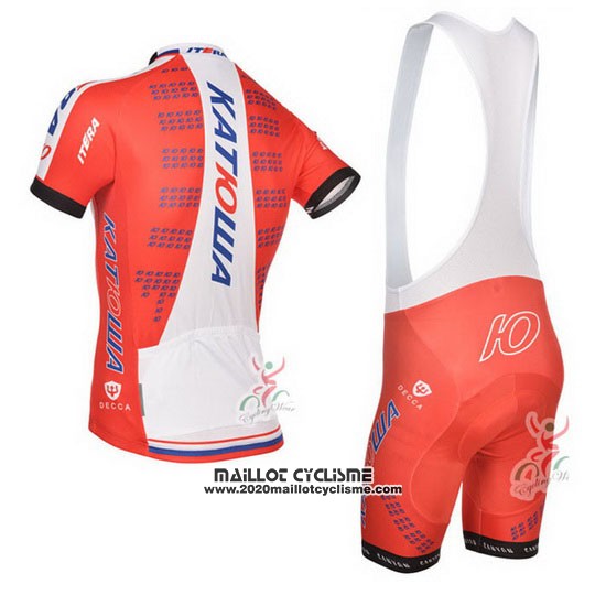 2014 Maillot Ciclismo Katusha Blanc et Rouge Manches Courtes et Cuissard